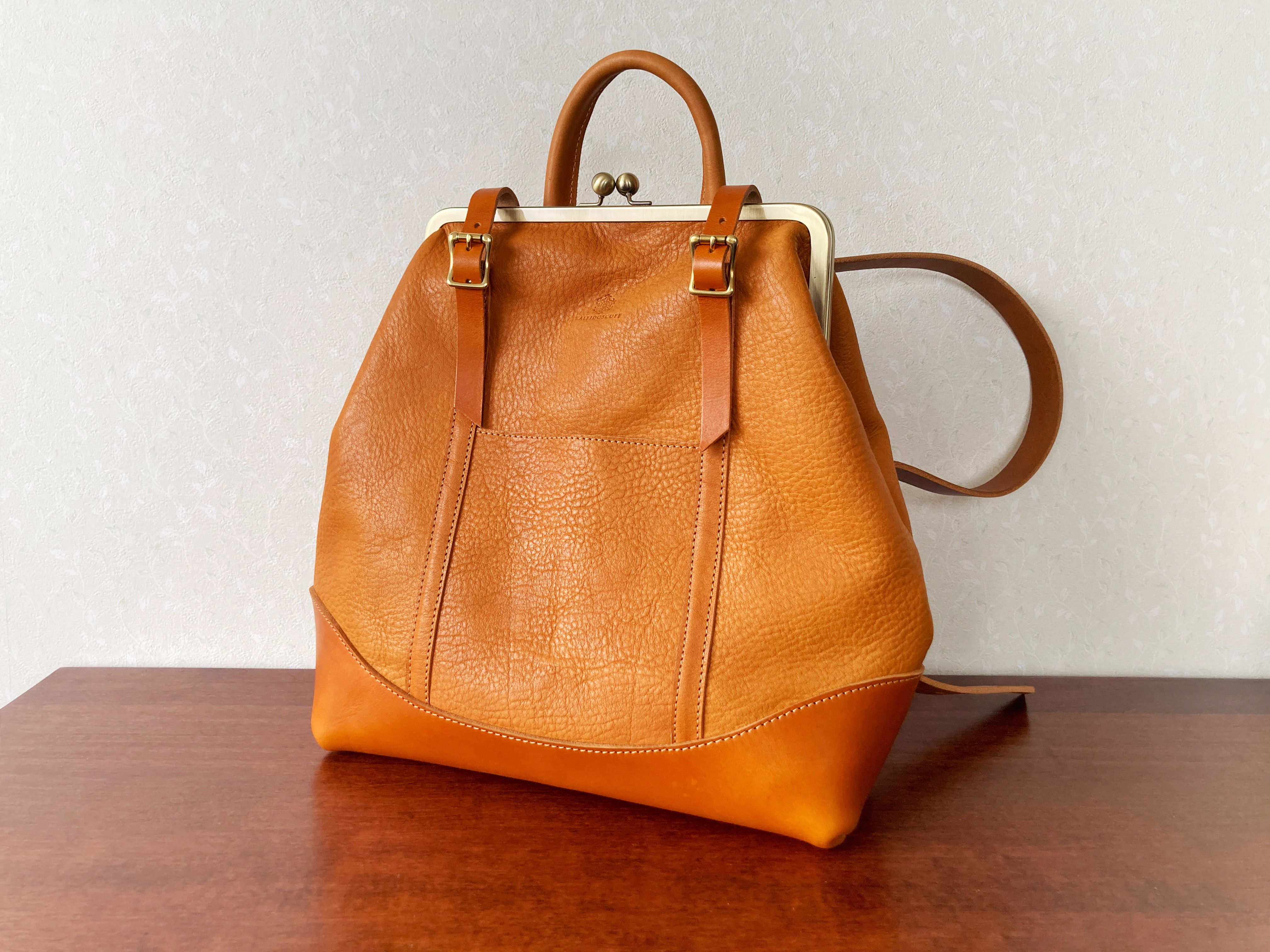 【受注製作（納期3ヶ月）】栃木レザー製がまぐちヌメ革リュックサック「ruotare」M