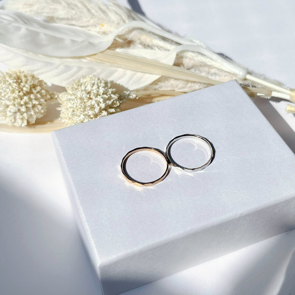 『さざ波メモリーズ＊』華奢 シンプル ペアリング  ステンレス 刻印 名入れ マリッジリング 結婚指輪 アレルギーフリ- 11枚目の画像