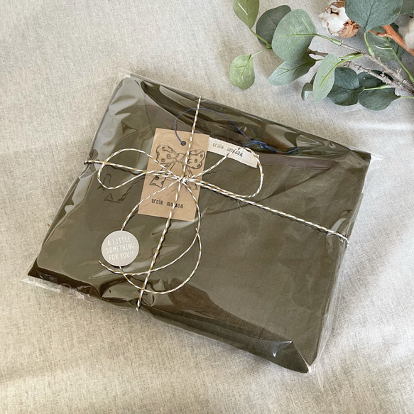 &lt;特色&gt; 深藍色/亞麻簡約連身裙 第5張的照片