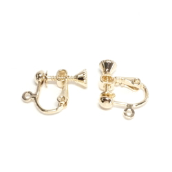 eje445 [6 件] 約 16KGP 4mm半球+環，帶三角形螺絲彈簧耳環配件 第1張的照片