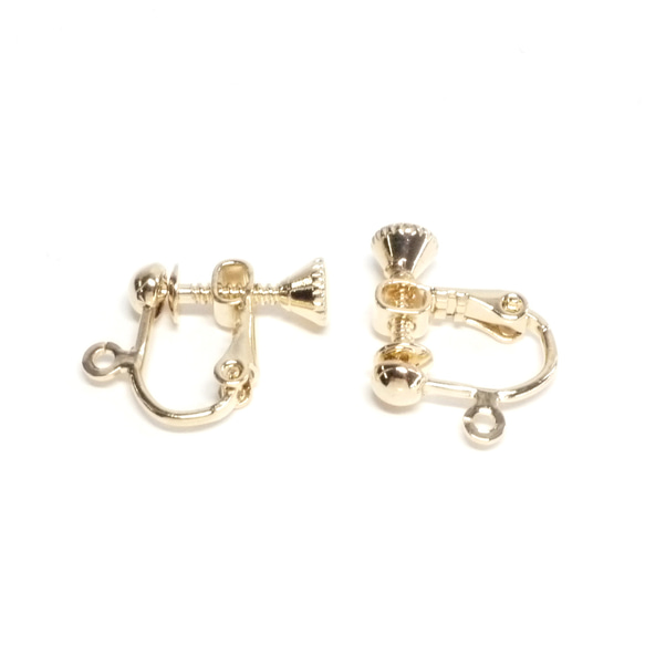 eje445 [6 件] 約 16KGP 4mm半球+環，帶三角形螺絲彈簧耳環配件 第1張的照片