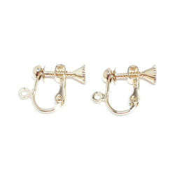 eje445 [6 件] 約 16KGP 4mm半球+環，帶三角形螺絲彈簧耳環配件 第2張的照片