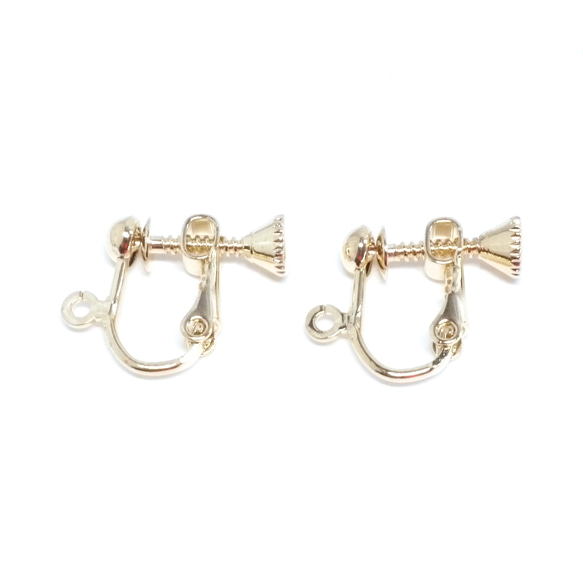 eje445 [6 件] 約 16KGP 4mm半球+環，帶三角形螺絲彈簧耳環配件 第2張的照片