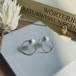 簡單*棉珍珠白◎金戒指耳環或耳環 第2張的照片