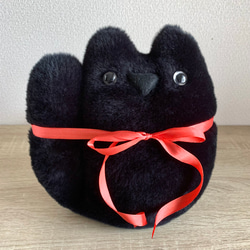オーダー製作 ☆ふわもこシンプルデカイ縫いぐるみ☆ぬぼ〜っとした黒猫さん☆高品質ファー 4枚目の画像