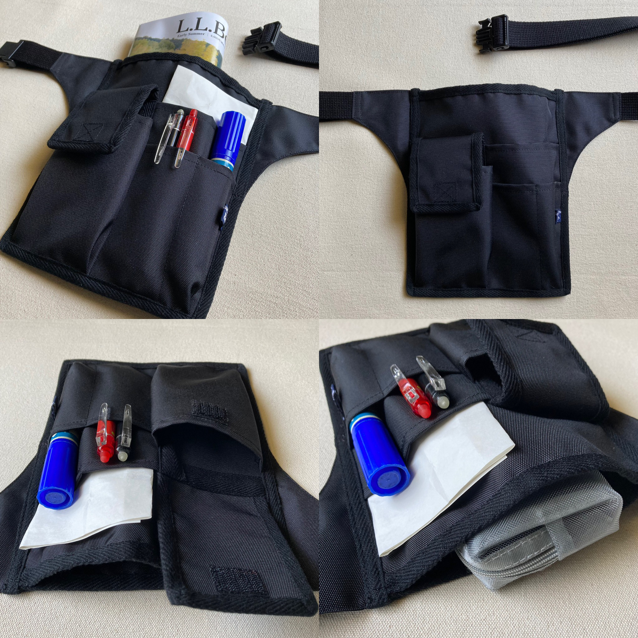 【Ｃ】両手自由で身軽に立ち仕事♪ペン類 スマホ 出し入れスムーズ オープンポケット＊軽くて動きやすいワークウエストポーチ