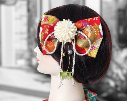 大きなリボン髪飾り♡卒業式髪飾り♡豪華髪飾り 卒業式ヘア飾り 袴 髪飾り リボン 赤 大正ロマン はいからさんの