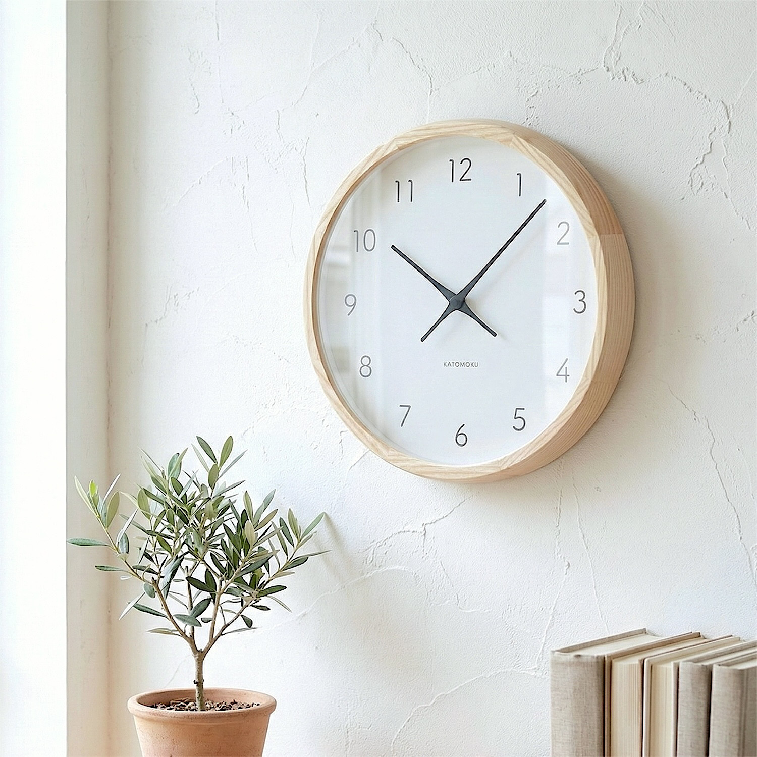 KATOMOKU muku clock 7 ナチュラル km-60NA 掛け時計 木製 静か オシャレ インテリア