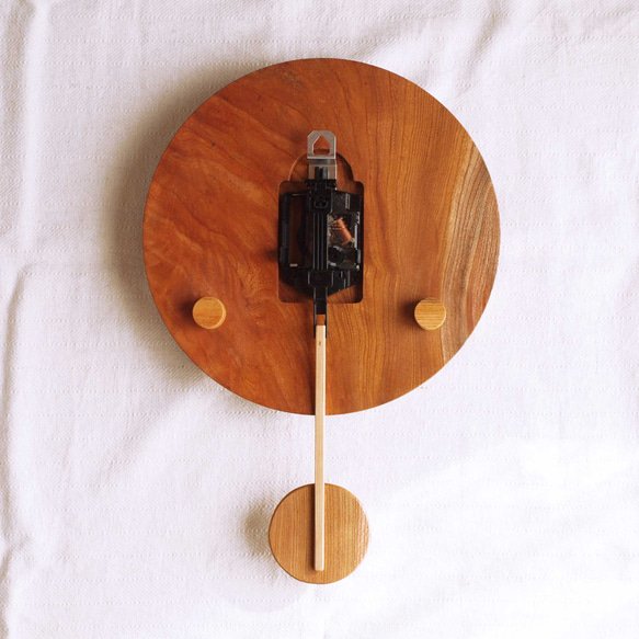 木製 振り子時計 丸型　ケヤキ材14 3枚目の画像