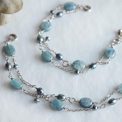 Bracelet of the natural stones[Kyanite]&the pearls 第2張的照片