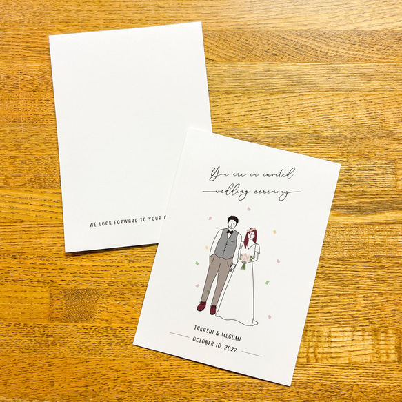 【招待状】洋装Standard｜印刷込み1部￥500｜ウェディング｜結婚式｜披露宴|新郎新婦イラスト 5枚目の画像