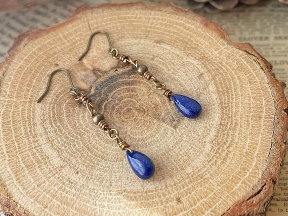 [Lapis lazuli]凱爾特結耳環 第2張的照片