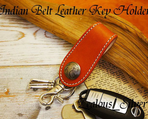送料無料 インディアンコンチョ レザーベルトキーホルダー lkh-15 牛本