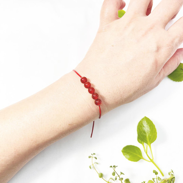 Blessing Red Onyx July Red Leather Bracelet 5 Gems 1枚目の画像