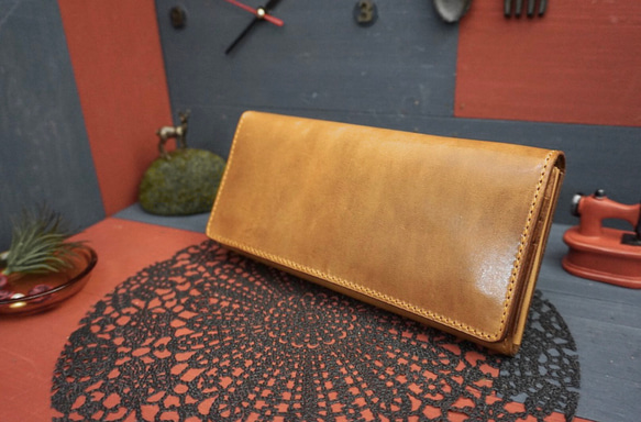 馬革☆キャメル☆メンズ☆長財布☆二つ折り☆ホースレザー☆本革