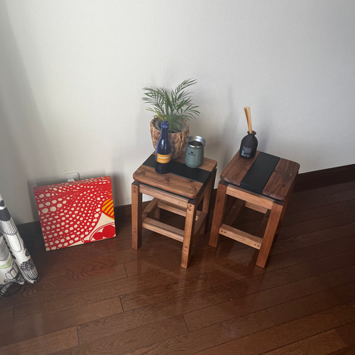 スツール シンプルデザイン (color ブラック×ウォルナット) 椅子