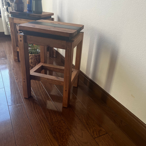 スツール シンプルデザイン (color ブラック×ウォルナット) 椅子