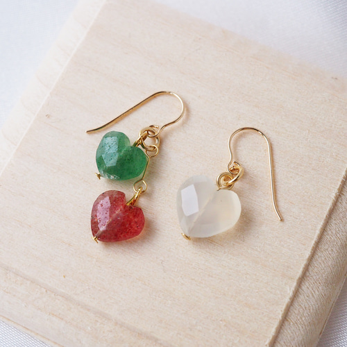 14kgfフェザーアゲートハートピアス/イヤリング アクセサリー