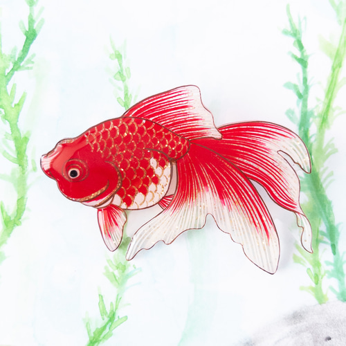 金魚(琉金)＊ブローチ ブローチ ねぎねぎ 通販｜Creema(クリーマ) 4113583