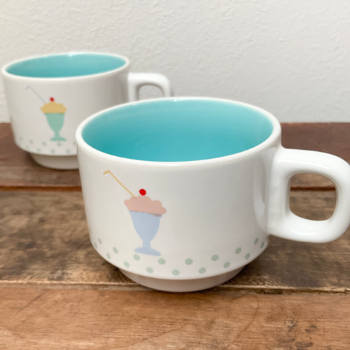 新作】クリームソーダ カップ 2柄 ☆ スタック式 240cc スープカップ