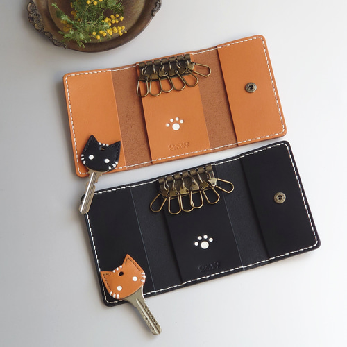 交渉中　猫型キーカバー小　ロロマ　黒② 交渉中 猫型キーカバー小 ロロマ 黒② 受注作品』猫型のキー