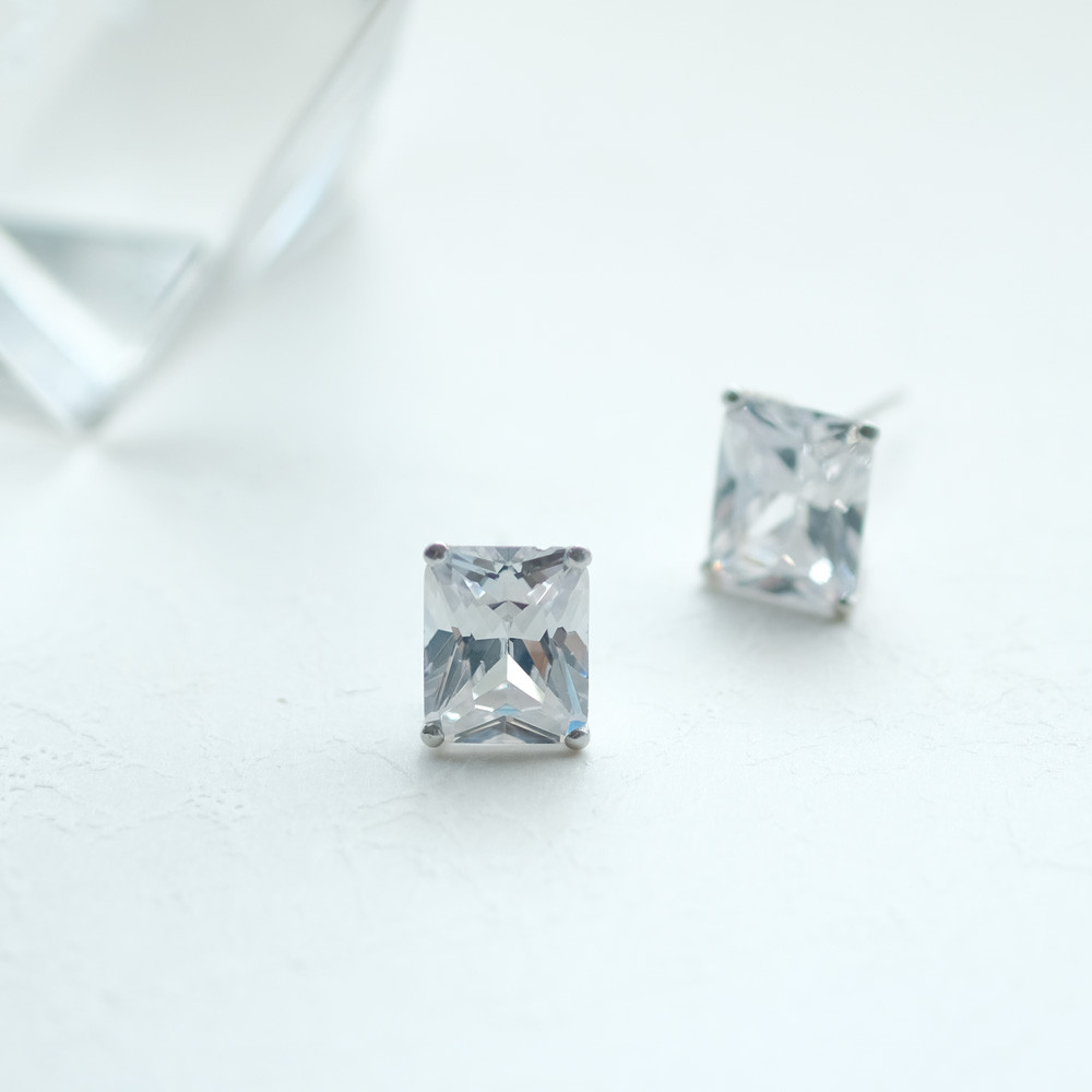 ホワイト スクエア ピアス イヤリング シルバー925