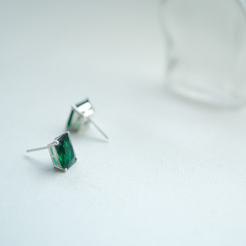 エメラルド スクエア ピアス イヤリング シルバー925