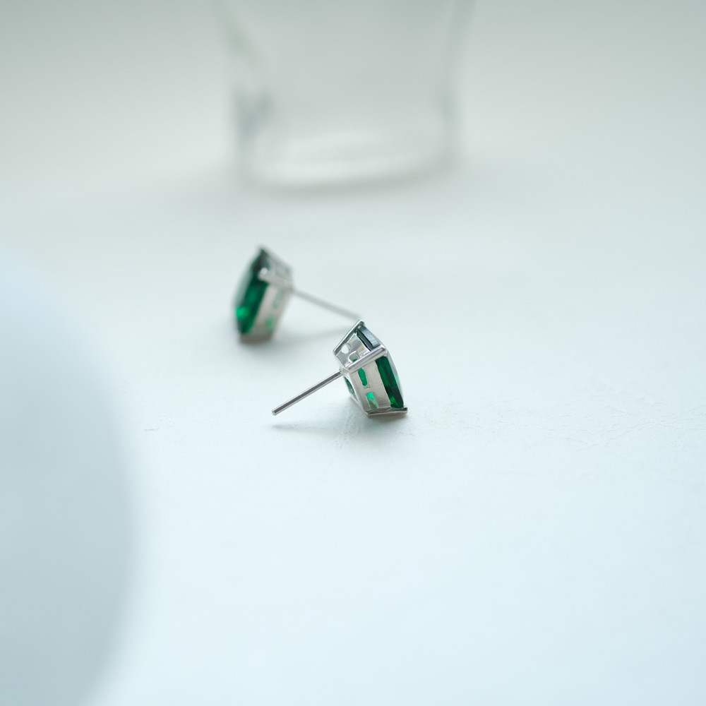 エメラルド スクエア ピアス イヤリング シルバー925