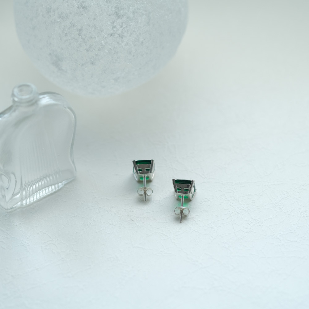 エメラルド スクエア ピアス イヤリング シルバー925