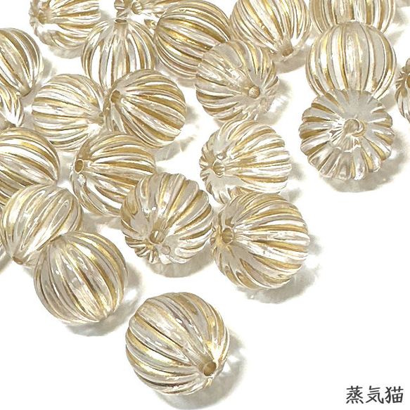 ゴールドライン ビーズ 12mm クリア 30個【アンティーク調 ピアス