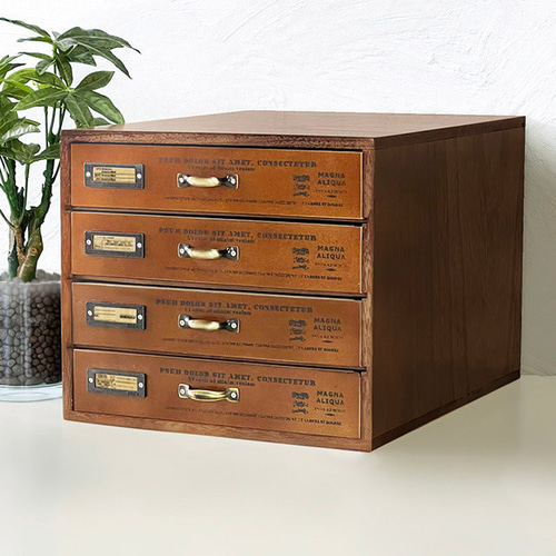 書類ケース 引き出し4段 ダークブラウン BREA-1418 その他インテリア