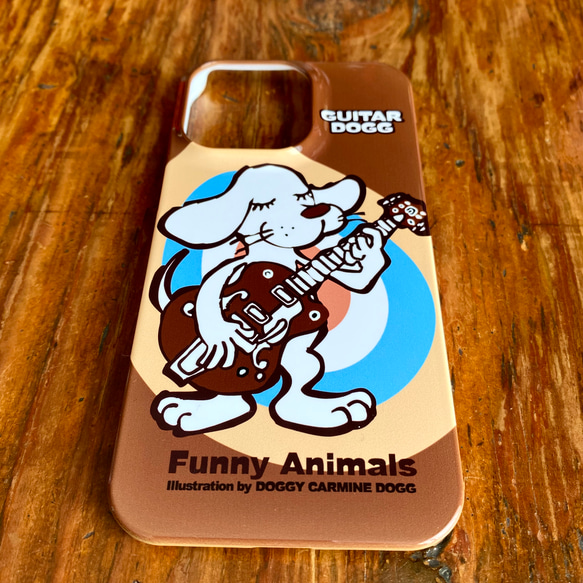 iPhone『guitar dogg / ギター 犬』スマホケース・ハードタイプ ・イヌ ・表面＆側面プリント・イラスト 3枚目の画像