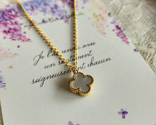 掲載商品☆再々‥販☆白蝶貝クローバーネックレス(1cm) ネックレス