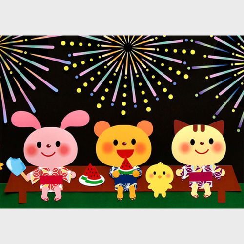 ☆壁面飾り 標準サイズ（横80cm※サイズ変更可能）「花火きれいだね