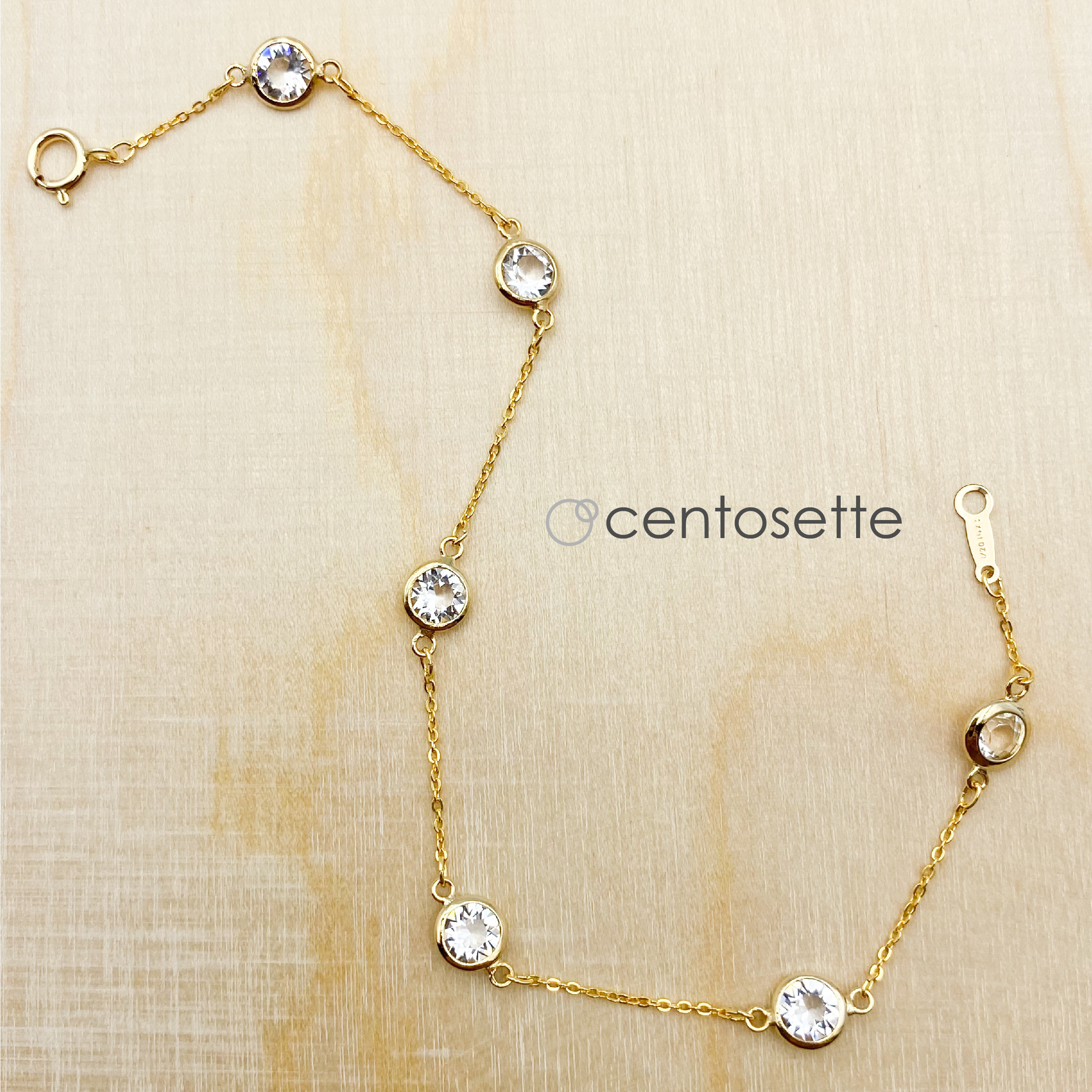 【再販】クリスタルと14KGFのブレスレット/チェーン延長・サージカルステンレスチェーンへ変更・アジャスター付き