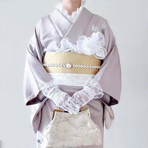 フリル レース 帯揚げ 帯飾り パール シフォン 成人式 振袖 着物 和装