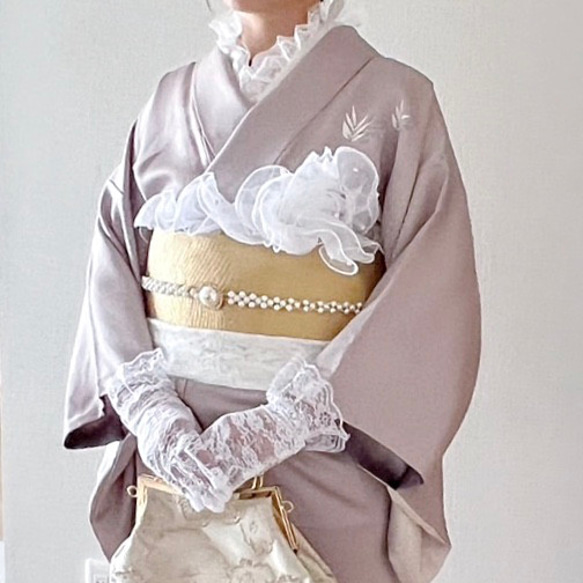 フリル レース 帯揚げ 帯飾り パール シフォン 成人式 振袖 着物