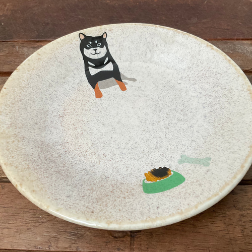 柴犬 中皿 プレート3色 ☆ 名入れ可 赤柴 黒柴 白柴 パン ケーキ