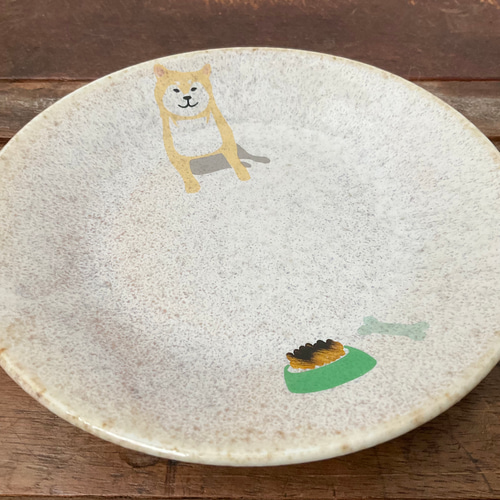 柴犬 中皿 プレート3色 ☆ 名入れ可 赤柴 黒柴 白柴 パン ケーキ