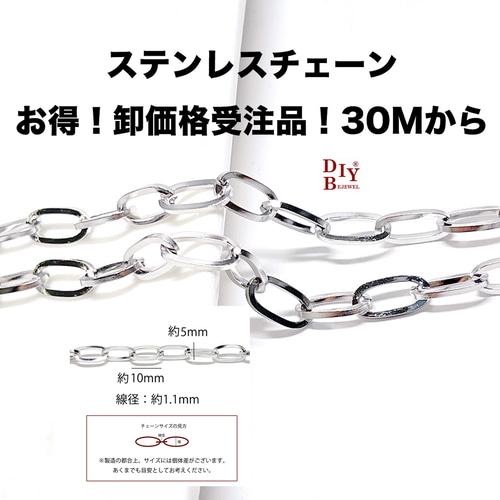 受注品】【卸価格30M】esco52 約10mm*5mm 線径約1.1mm デザイン
