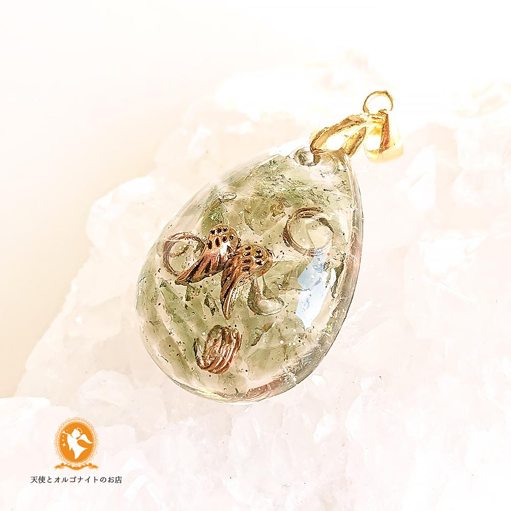 オルゴナイトペンダント しずく モルダバイト 羽 phdr1001mol00050