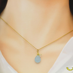 爽快な色味でテンションアップ ブルージェイド × ハーキマーダイヤモンド 14kgfネックレス 5月誕生石 3枚目の画像