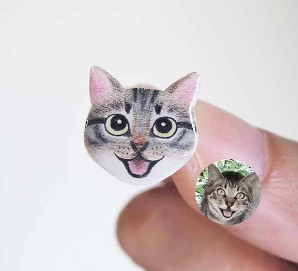 客製化寵物耳環 似顏繪 貓咪耳環  狗狗耳環 抗敏鋼針 無痛耳夾 第7張的照片