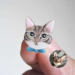 客製化寵物耳環 似顏繪 貓咪耳環  狗狗耳環 抗敏鋼針 無痛耳夾 第1張的照片