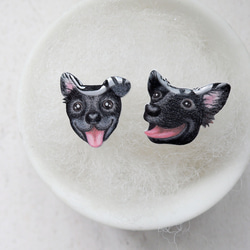 客製化寵物耳環 似顏繪 貓咪耳環  狗狗耳環 抗敏鋼針 無痛耳夾 第13張的照片