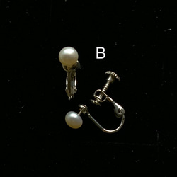 蝴蝶紗片耳環一對&淡水珍珠925銀耳針式（可改螺旋夾式) pierced or clip-on earring 第7張的照片