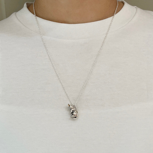 仔猫の花子ペンダント シルバーアクセサリー×K18（ピンク