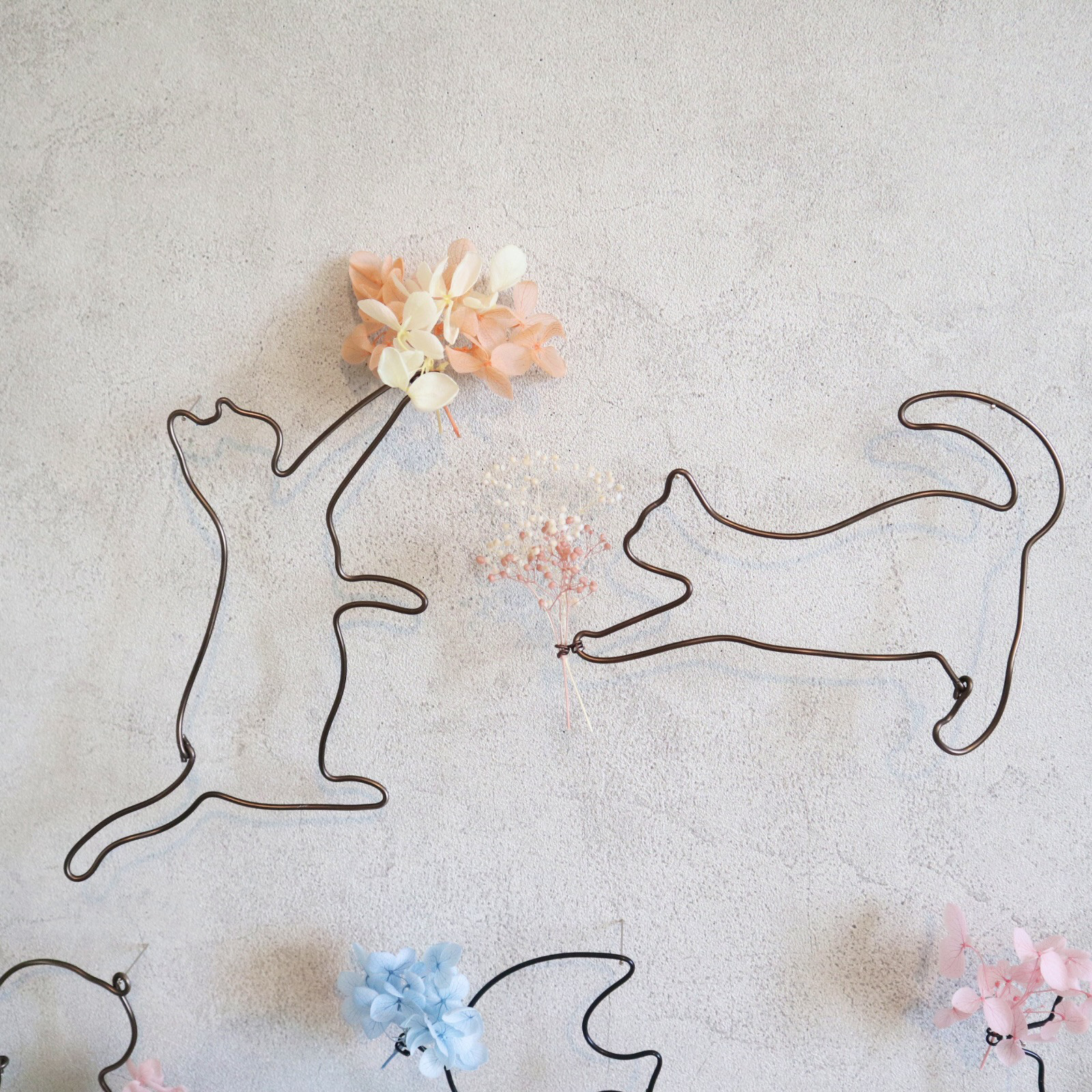 お値下げ中　つる薔薇　猫　ワイヤーアート　フラワーアート