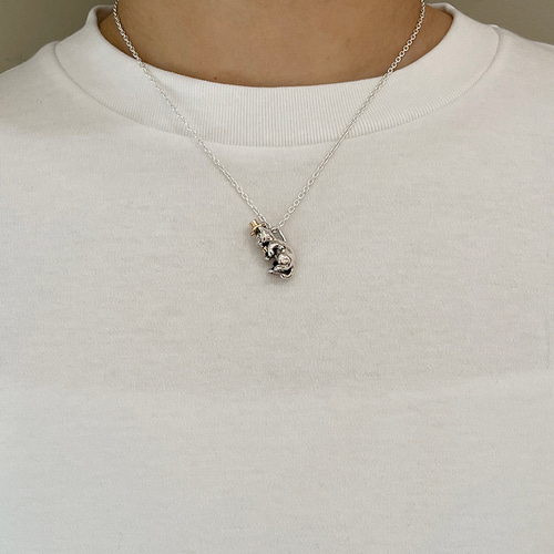 仔猫の紳士ペンダント シルバーアクセサリー×K18（ピンク