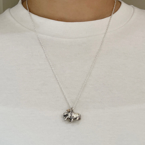 かばの王様ペンダント シルバーアクセサリー×K18（ピンク